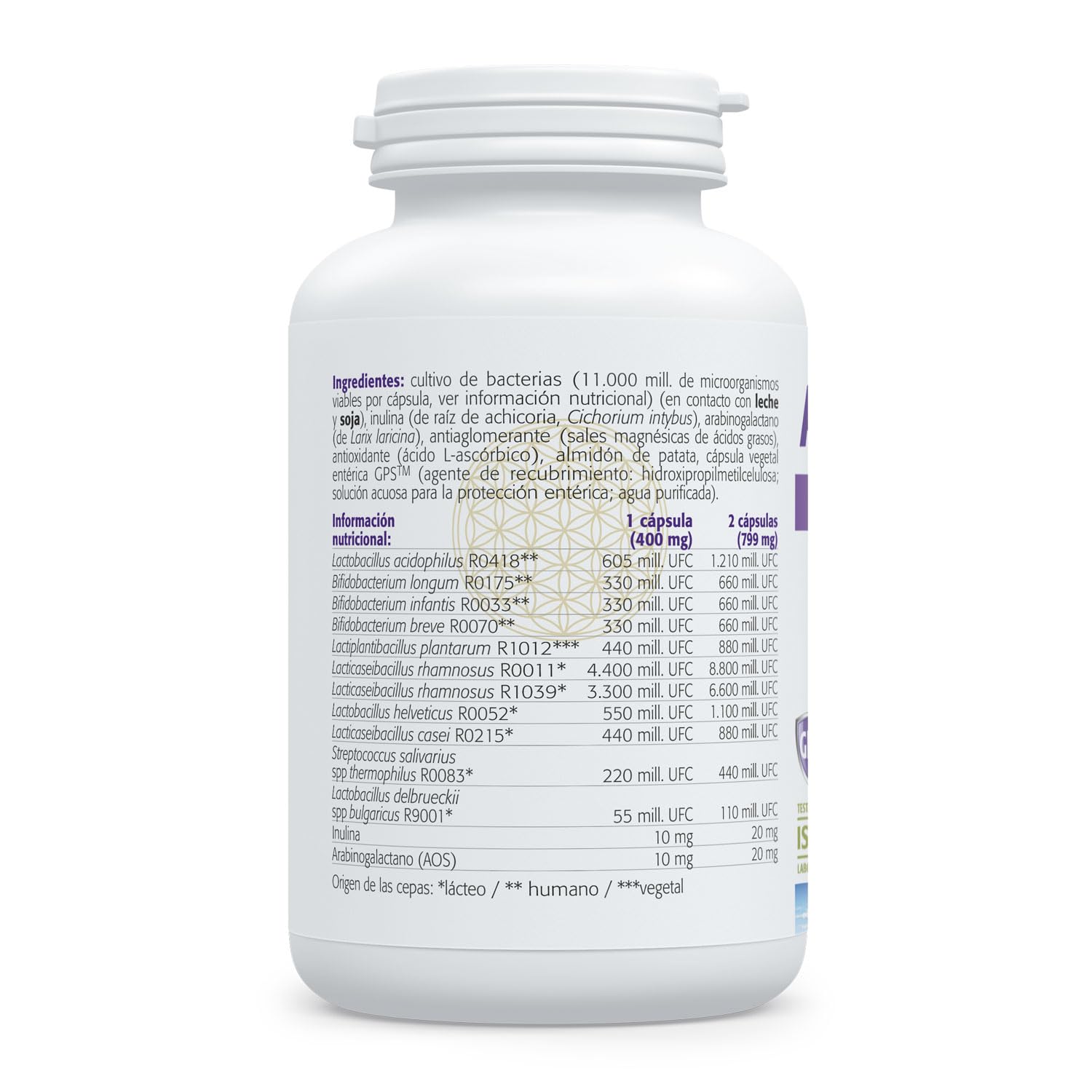 SURA VITASAN Acidophilus Ultra 120 Cápsulas con Cobertura Entérica | Probióticos con 11.000 Millones de UFC, 11 Cepas + Prebióticos FOS/AOS, para Equilibrio de Microbiota, Salud Intestinal