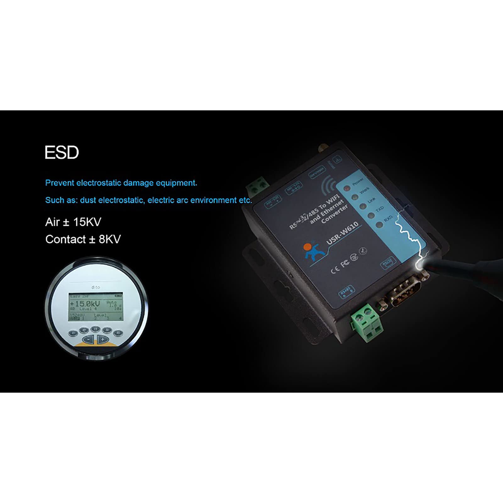 USR-W610 Ethernet Conversor RS232 RS485 Seriale a WiFi Cliente Soporte TCP/Servidor TCP/Servidor UDP/UDP