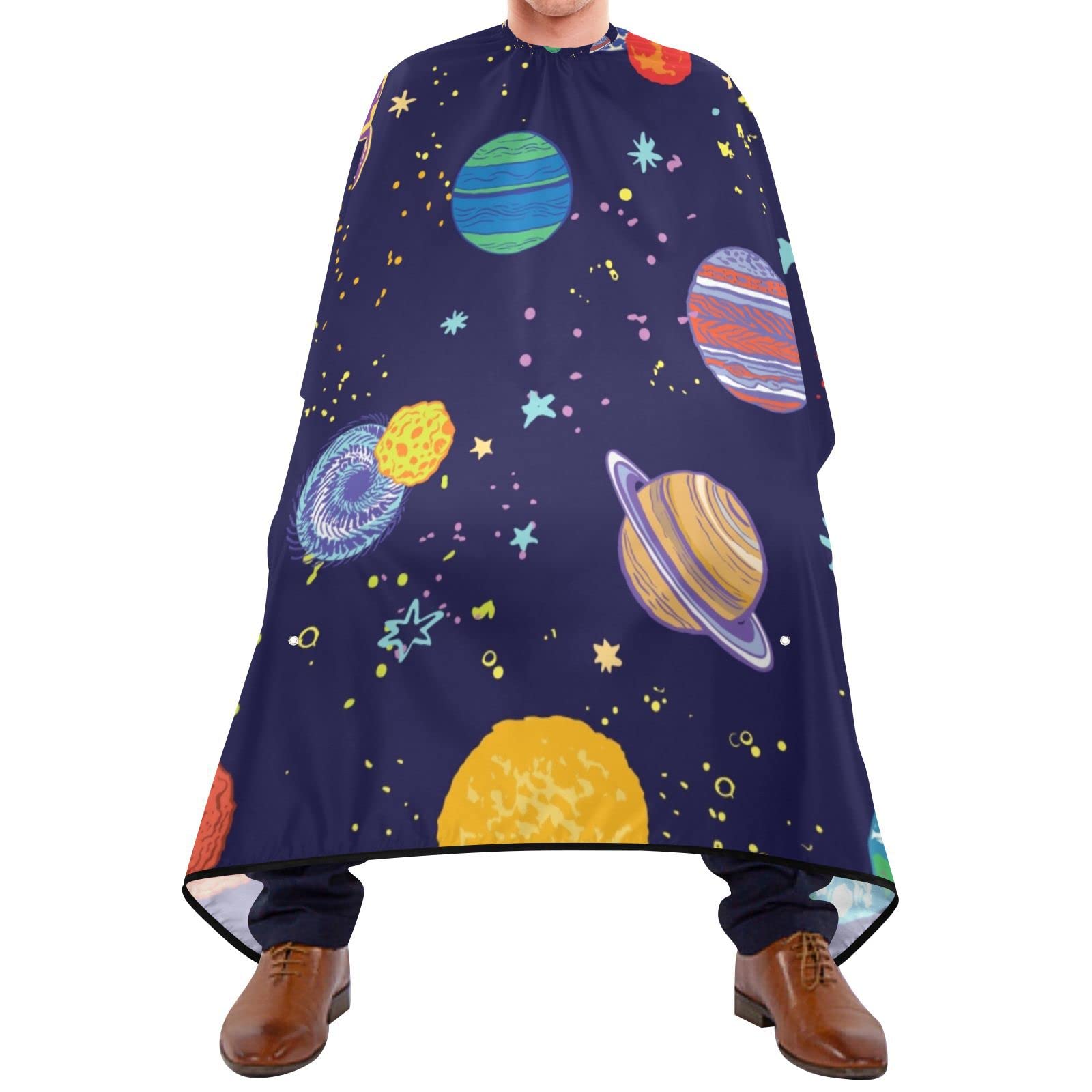 Capa De Peluquería 140x168cm, Galaxia Espacio Planetas Capa Peluquerías Personalizada Duradero Capa De Barbero Profesional, Para Mujeres, Barberías