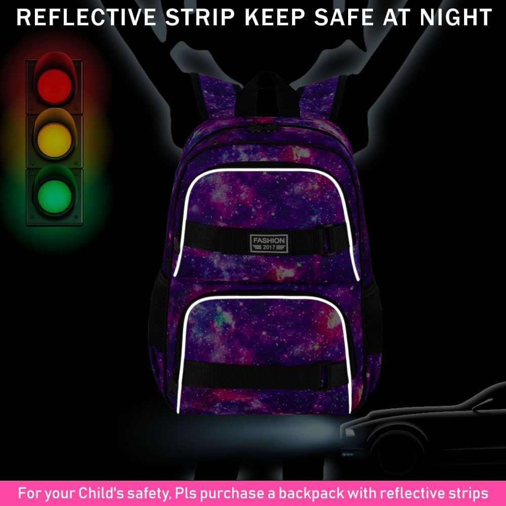 UFNDC Backpack for Girls, 17.5" Water Resistant Cat Galaxy Tie-Dye School Backpacks, Teens Bookbag for Women College Middle