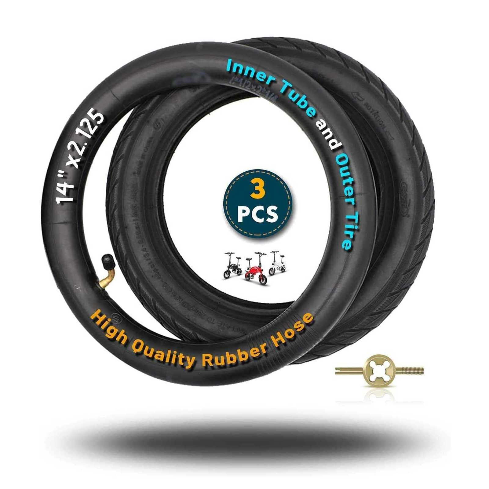 LVMMO 14x2.125 Electric Bike Tire and Tube Set 14x2.125 Tyre For Electric Bicycle (57-254)