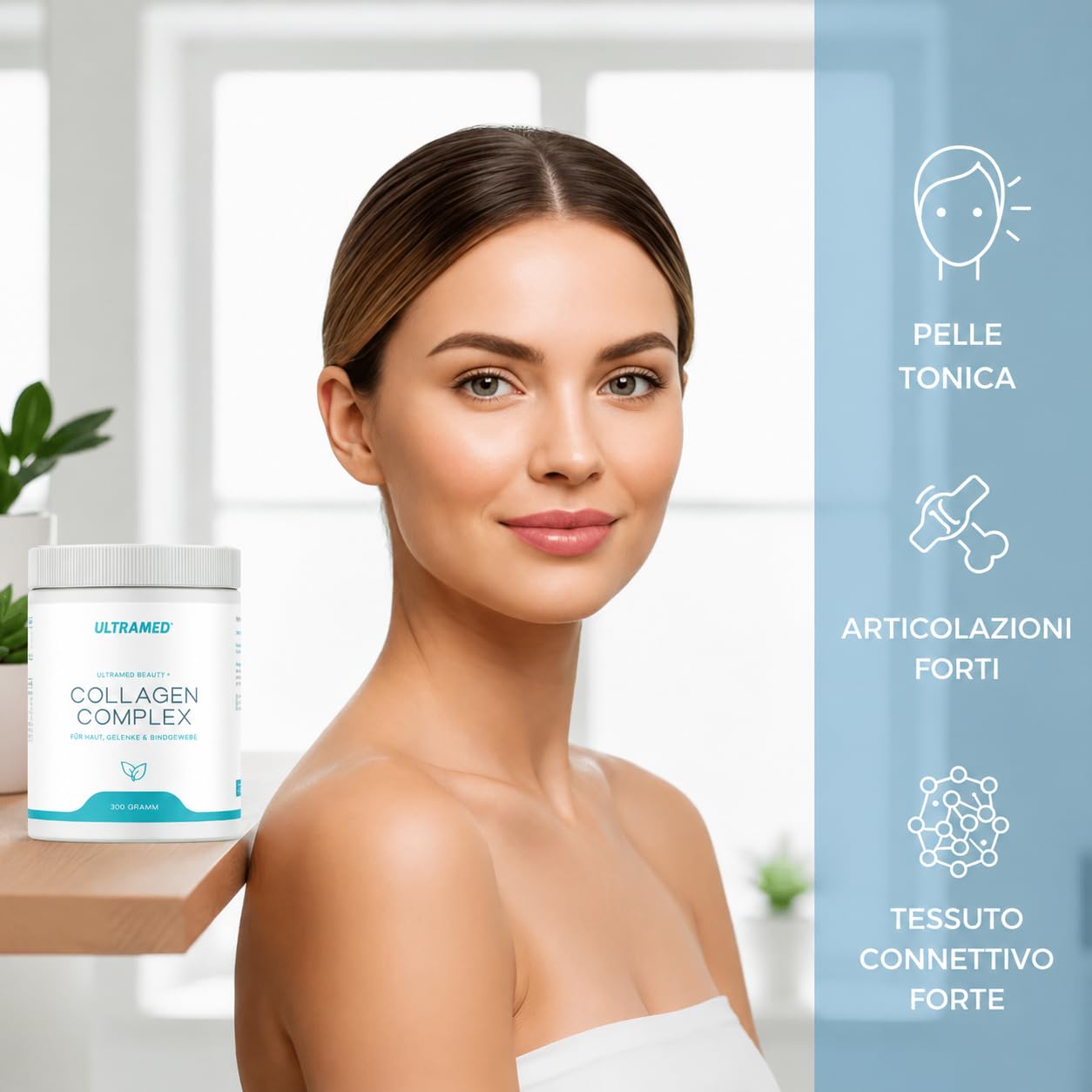 UltraMed - Polvere di collagene bioattiva premium composta da VERISOL®, TENDOFORTE® & FORTIGEL® + vitamina C | 300 g | peptidi di marca per pelle, tessuto connettivo e mobilità | Qualità testata in