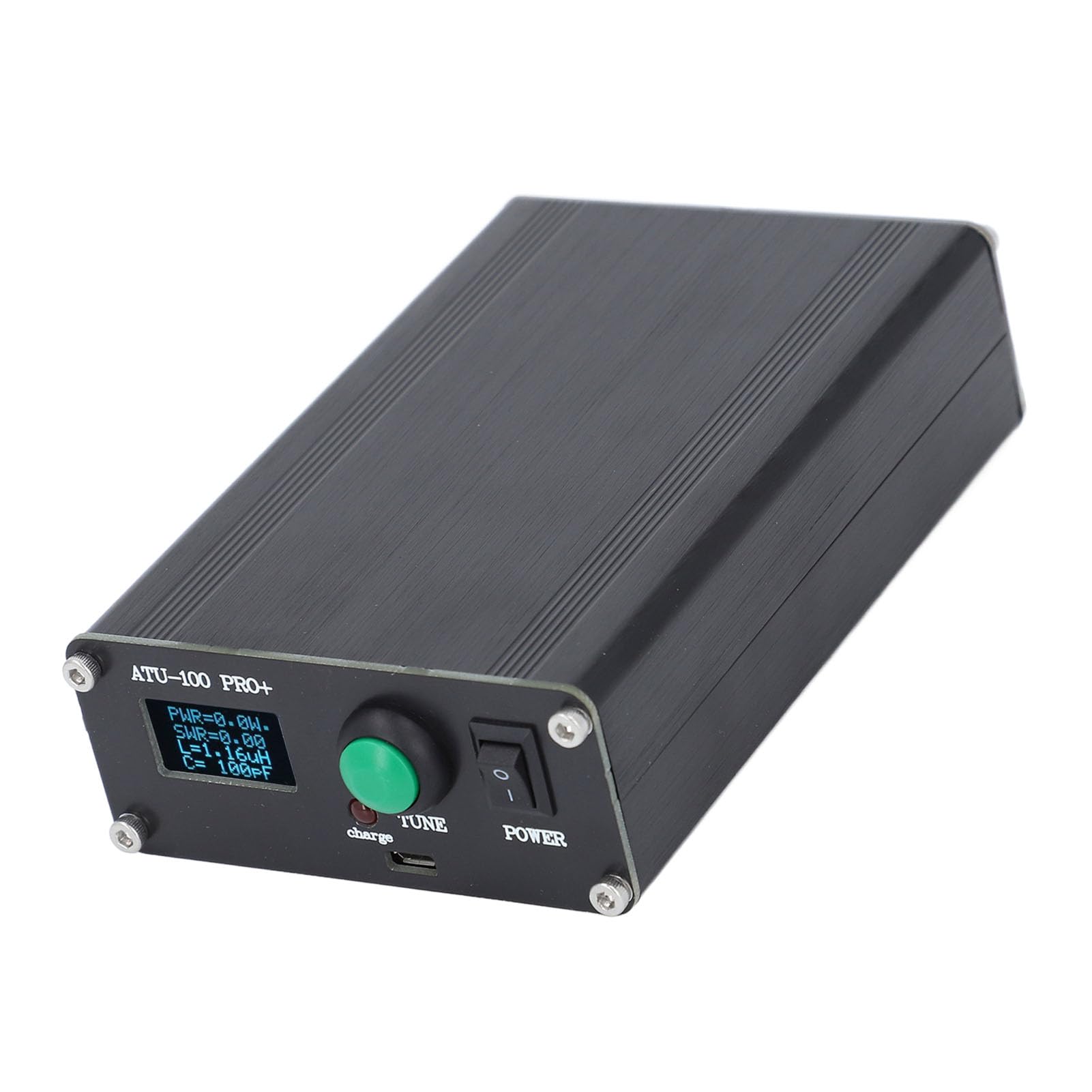 Cryfokt Sintonizador de Antena Automático Sintonizador de Aluminio para Transmisión de Radio de Onda Corta Pantalla de 0,96 Pulgadas