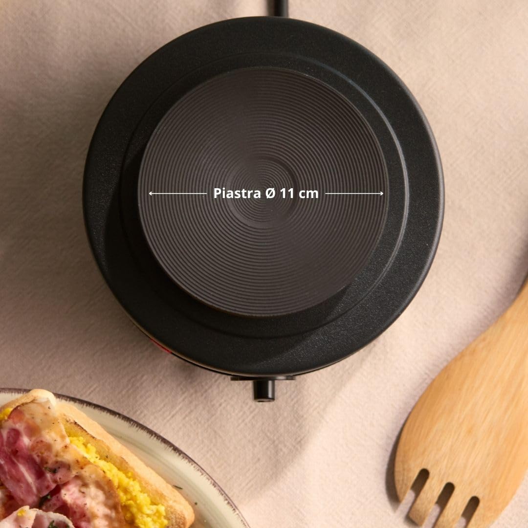 Girmi PE16 Fornello Elettrico, 500 W, Piastra in Ghisa 11cm, Spia di accensione, Piedini di appoggio, Regolazione Temperatura, Nero - 4