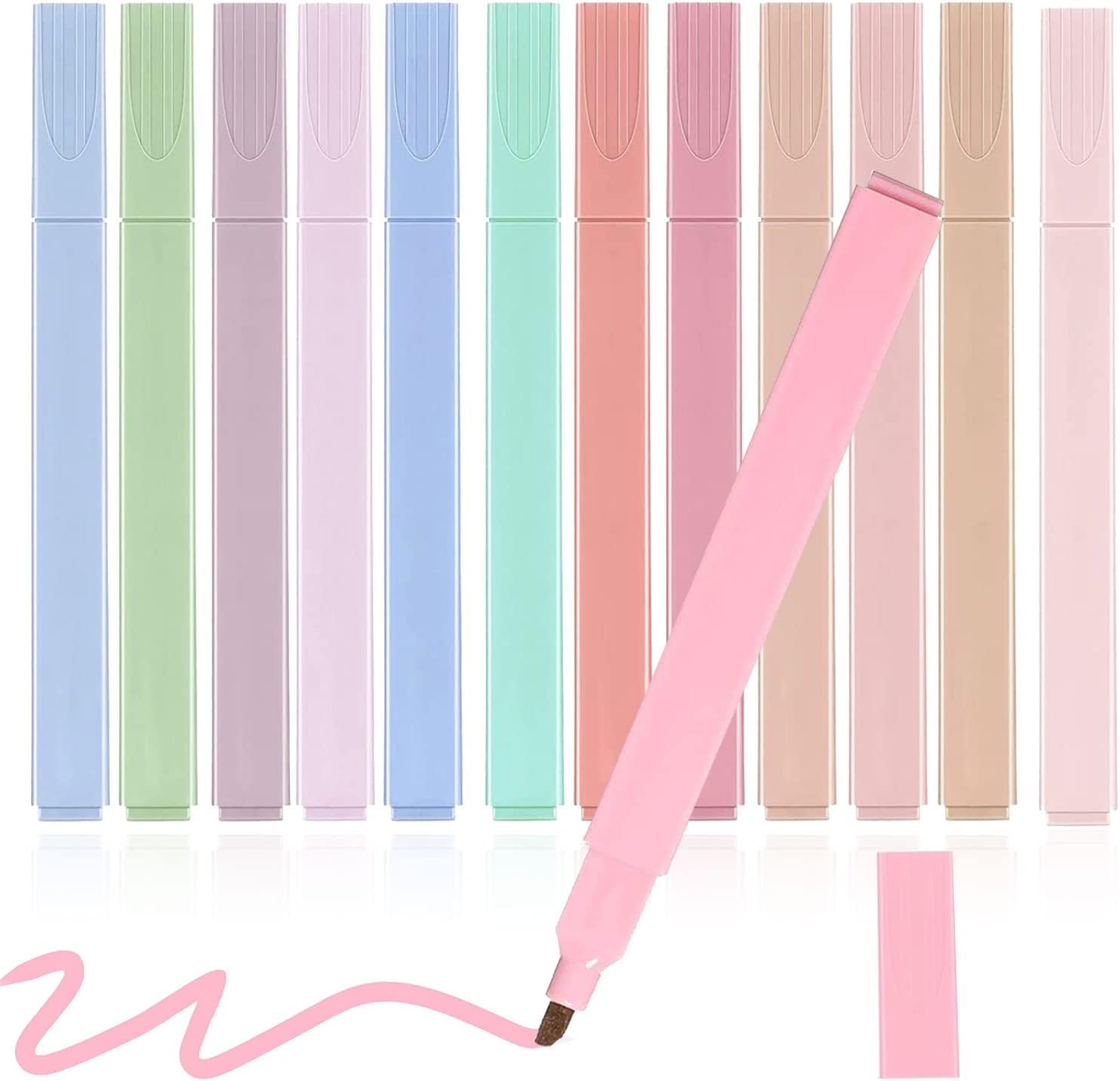 12 Pastell-Textmarker Hmeuest - Milde Farben Keilspitze Ohne Ausbluten