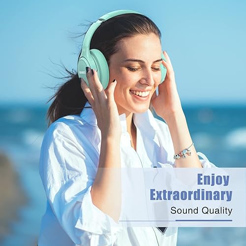 Miniatura 5 de BERIBES Auriculares Bluetooth sobre la oreja, tiempo de reproducción de 65 horas y 6 modos de música ecualizados, auriculares inalámbricos