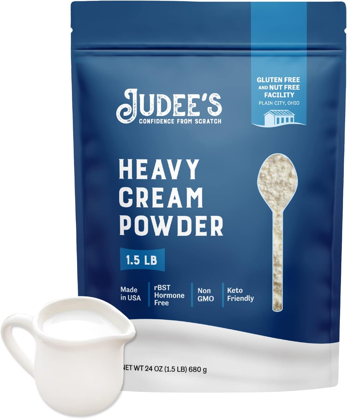 Judee's Heavy Cream Powder 1.5 lb (24oz) - GMO and Preservative Free - Produced in the USA - Keto Friendly - Add Healthy Fat to Coffee, Sauces, or Dressings - Make Liquid Heavy Cream