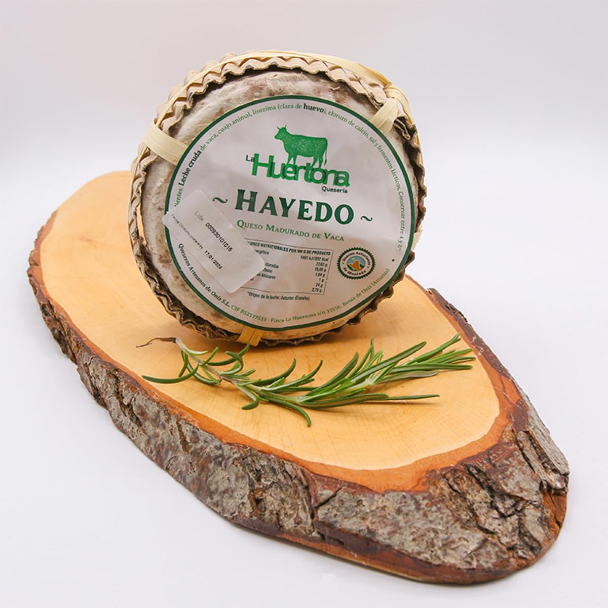 LA HUERTONA Queso Asturiano HAYEDO de leche pasteurizada de vaca, 400 gr., Origen Asturias, Envasado al vacío