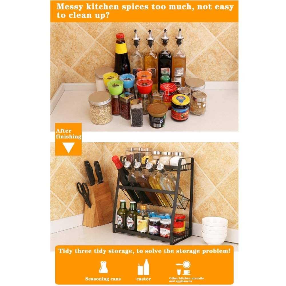 Estante de condimentos para encimera de cocina, estante de especias de 3 niveles, organizador y almacenamiento de especias de cocina, moderno organizador de condimentos para encimera,