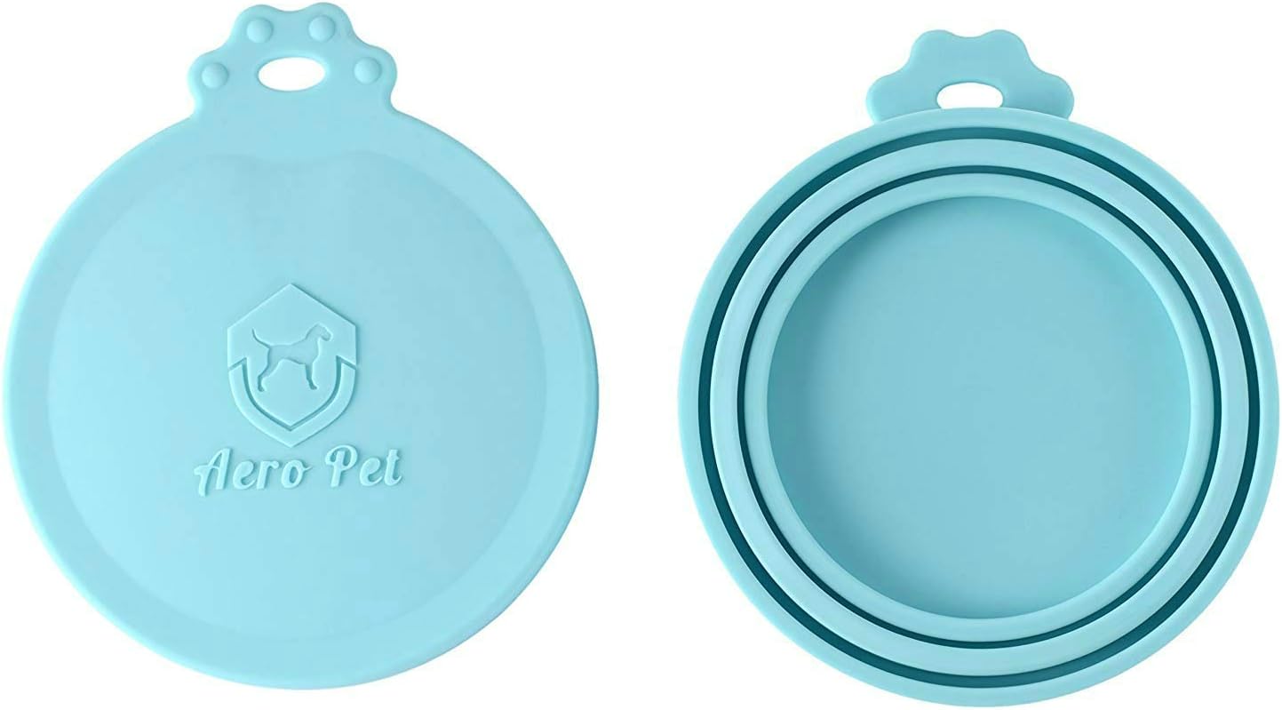 Aero Pet Can Covers | 2 Pack | Universal BPA Free Silicone Pet Food Can Lid Covers | One Size Fits All Standard Size Dog and Cat Can Tops