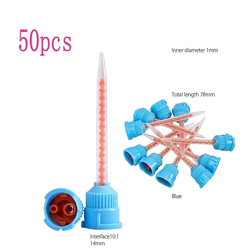 Miniatura 5 de 50 puntas de mezcla de impresión dental, 50 puntas dentales intraorales para materiales de odontología, tubo de mezcla, desechable, goma de 50pcs