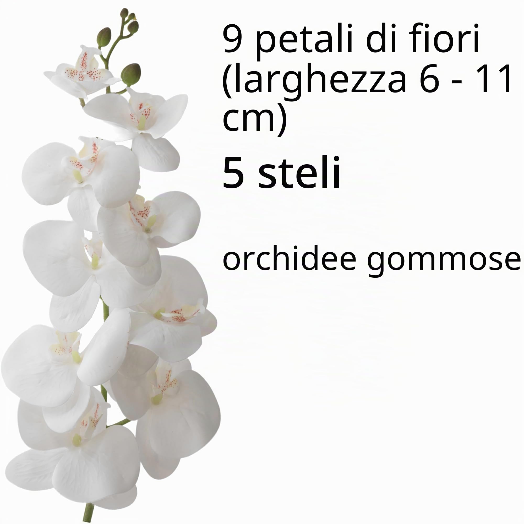 Orchidea artificiale bianca in vaso bouquet di fiori H 125 cm vaso bianco