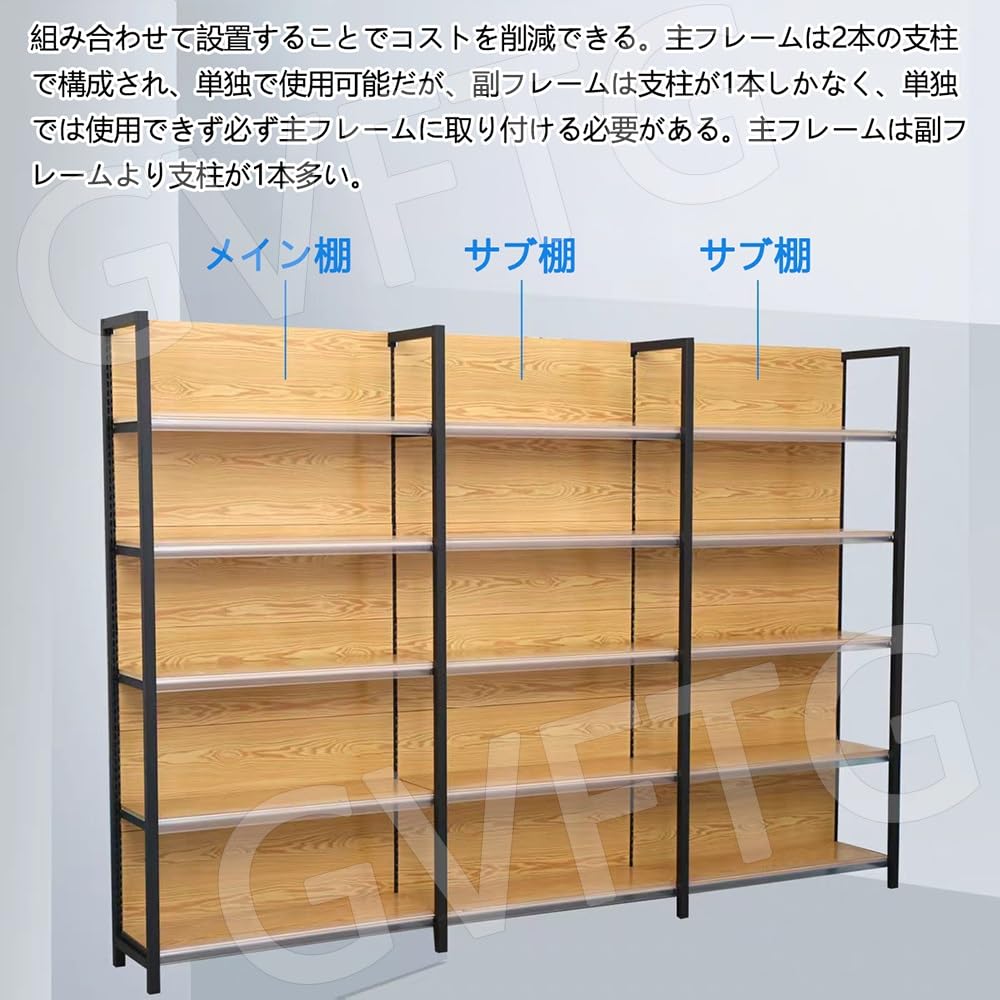 Amazon.co.jp: 店舗用陳列棚 両面 5段 シェルフ 耐荷重80kg/段 棚板高