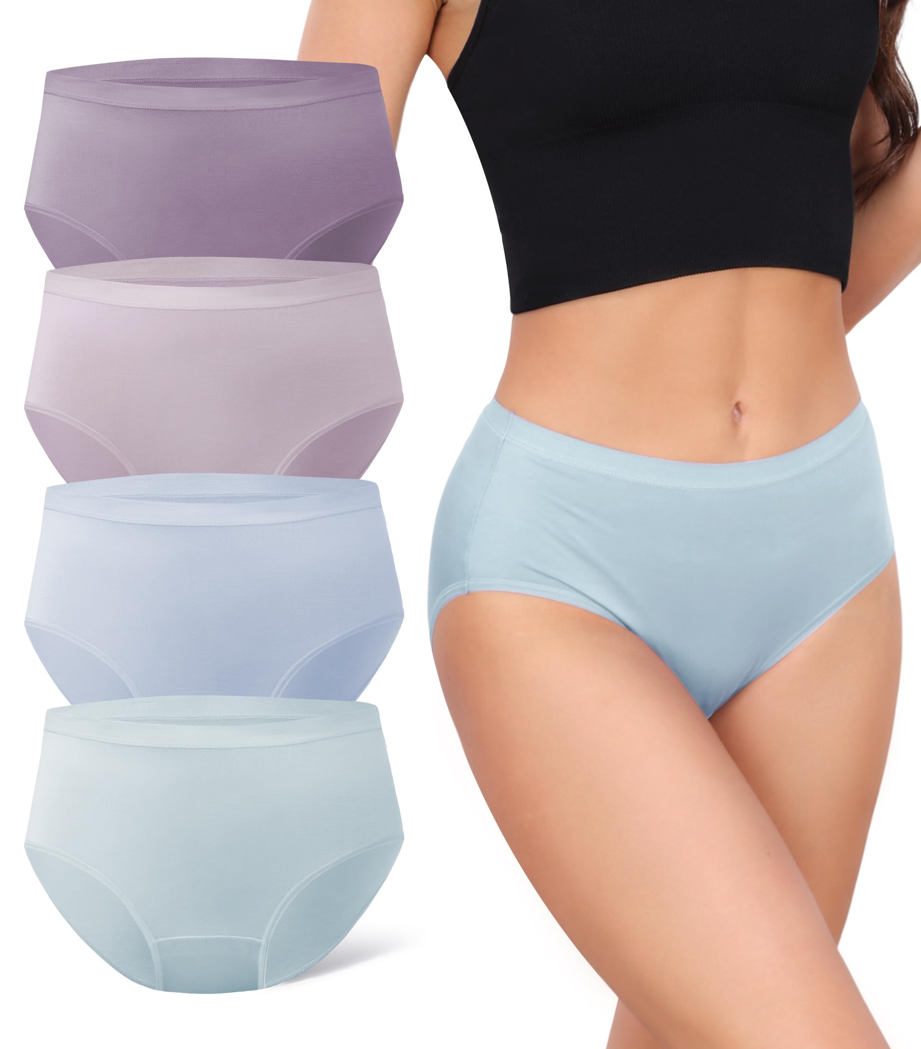 DAVID ARCHY Womens Underwear, Bamboo Rayon Women's Briefs - Moisture Wicking Panties, Soft & Breathable, 4 Pack
