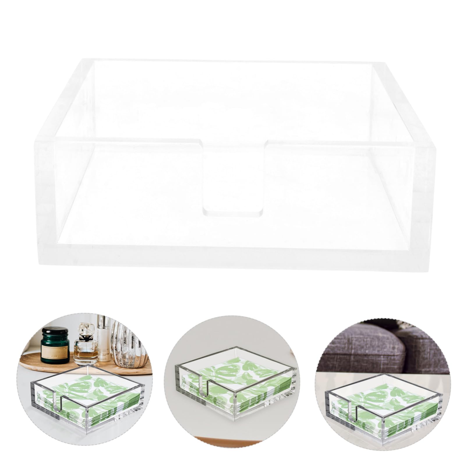 SOLUSTRE Porta Servilletas Mesa Acrílico Transparente Organizador Para Restaurante Cocktail Compacto Resistente Decorativo