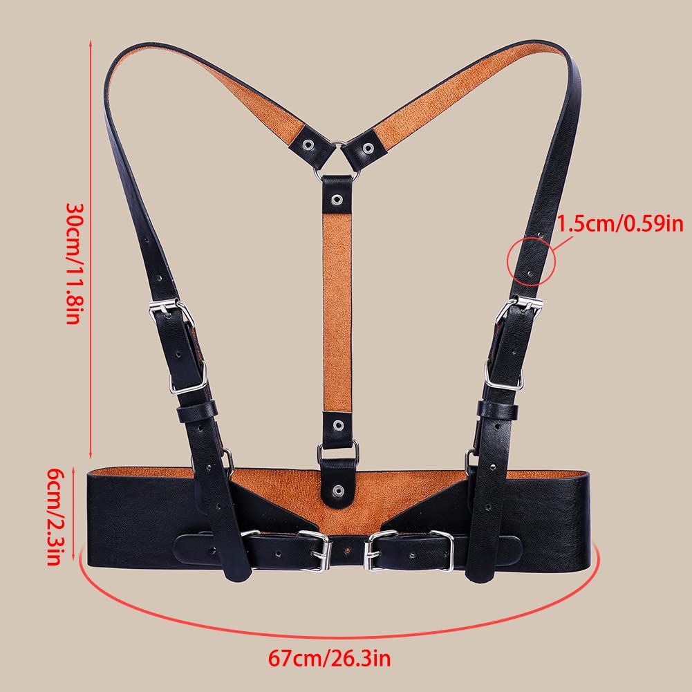 Women Black PU Leather Punk Waist Belt, Body Harness Waist  display picture 1