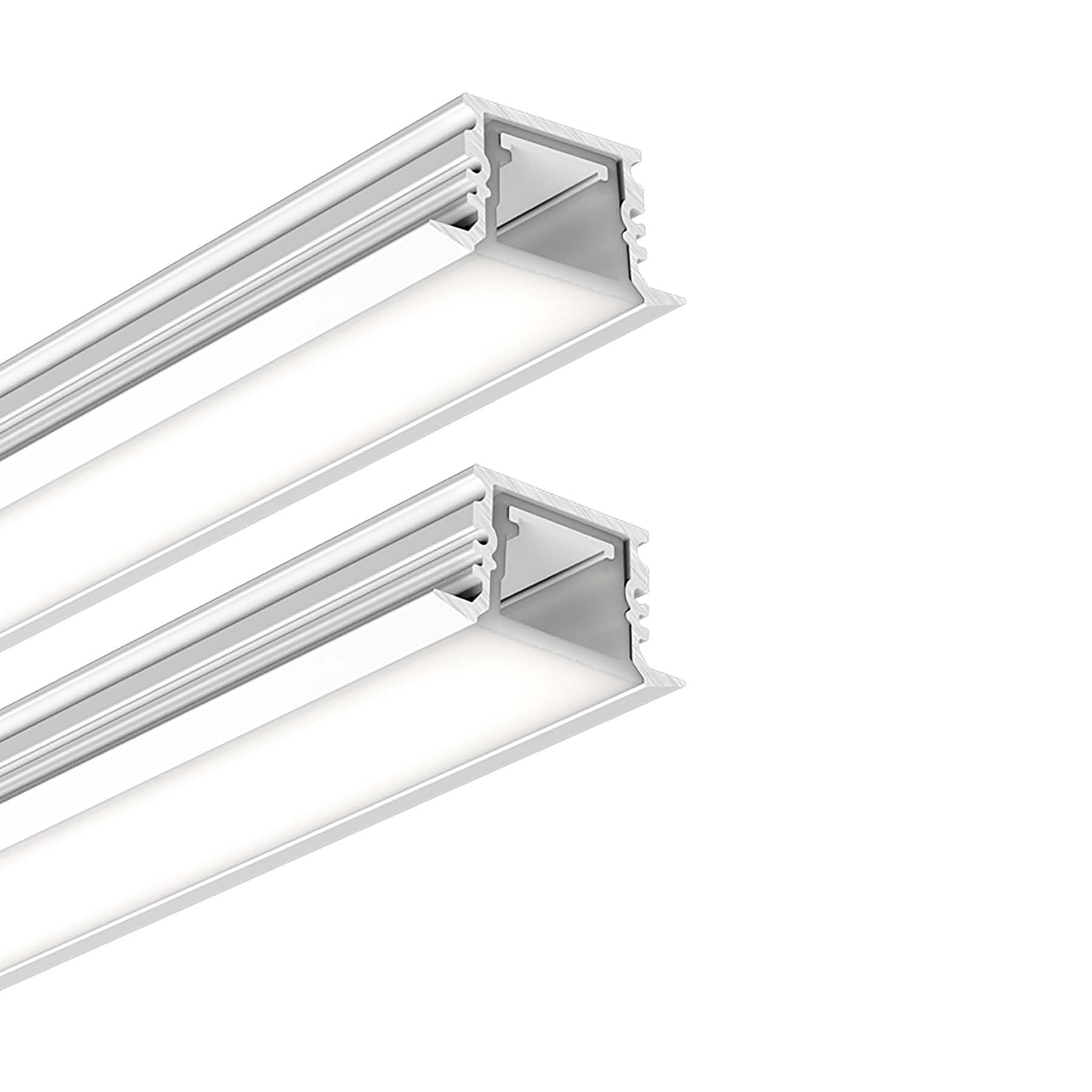 G.W.S® Waterproof Recessed LED Profile, 2-Pack Aluminium Channel for LED Strip Light, 2 Metres 25mmx12.9mm (295-D2513) — image 1