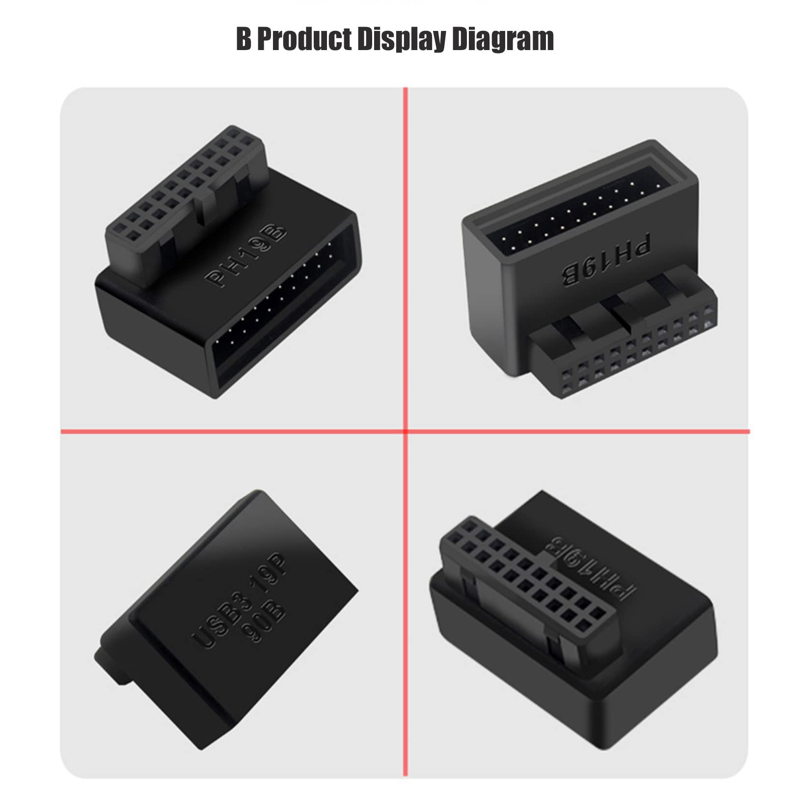 VBESTLIFE 90° USB 3.0 Adapter Rechts – Für Motherboard 19/20-Pin, Löst Platzprobleme Im PC-Gehäuse