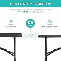 Vista 3 de Best Choice Products Mesa plegable de plástico de 6 pies, para interiores y exteriores, resistente, portátil, con asa, seguro para picnic, fiesta