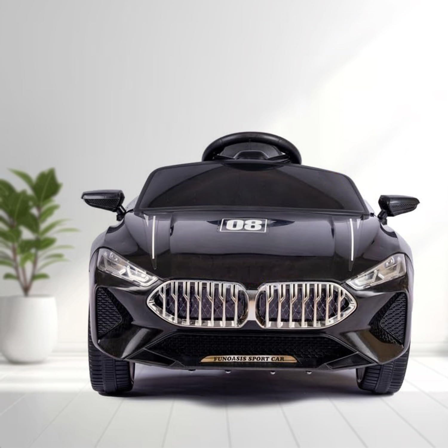 Kawaii Kids Made in India Black Z8 Battery Operated Ride On Car for Kids of Age 1-5years Car Battery Operated Ride with Additional Charger-Black