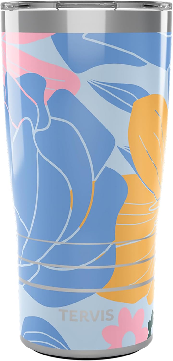 Tervis Traveler Floral Chintz - Pastel Overlay Triple Walled Insulated Tumbler Travel Cup Keeps Drinks Cold & Hot, 20oz, Stainless Steel