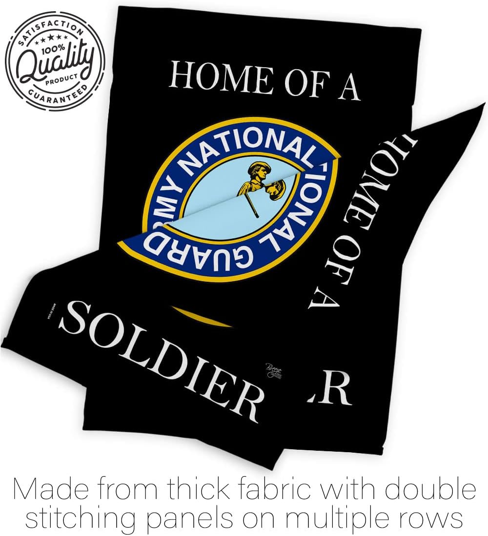 Breeze Decor Home of National Guard Soldier Flag Set with Stand Armed Forces ANG United State American Military Veteran Retire Official House Banner Small Yard Gift Double-Sided, Made in USA