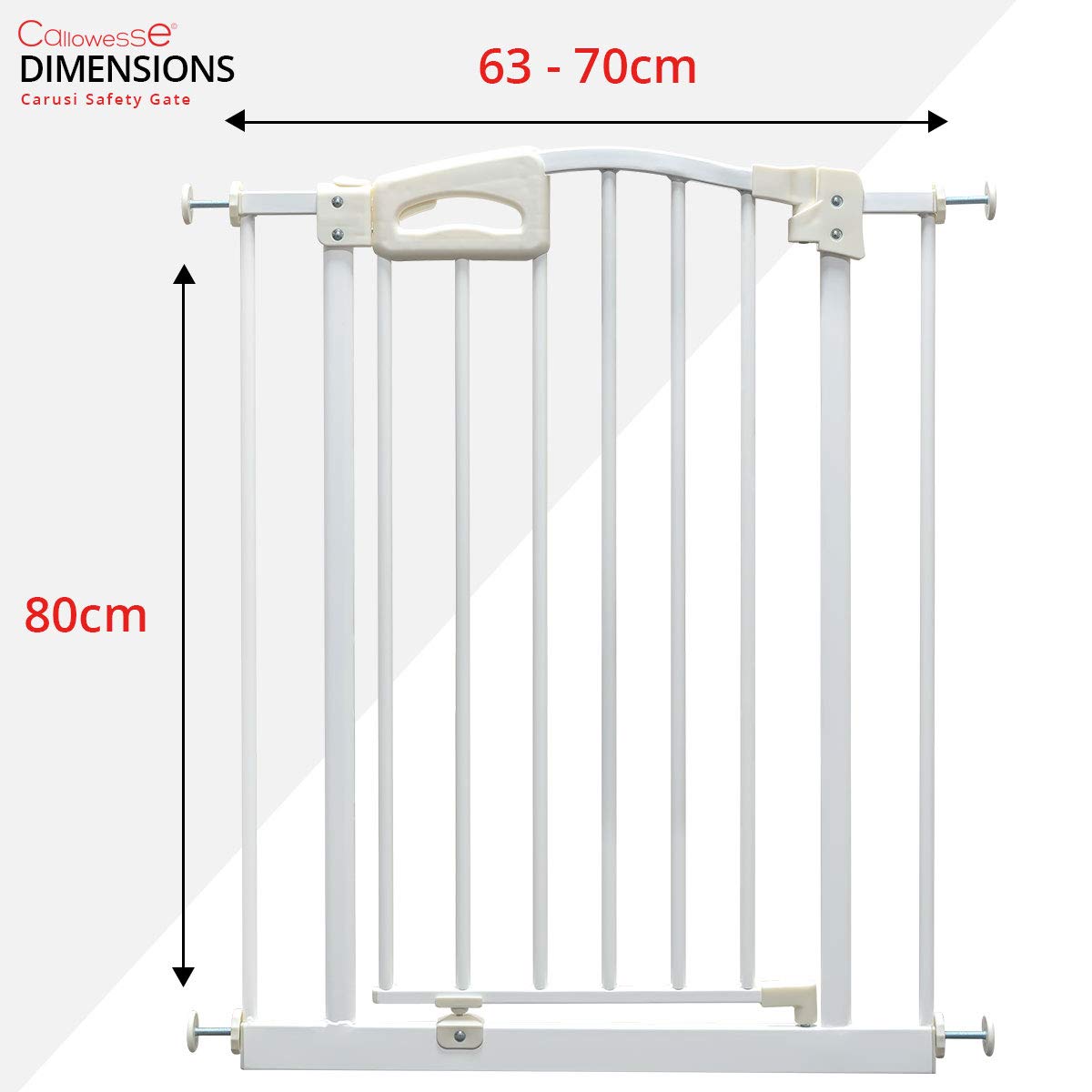 Callowesse Carusi Narrow Baby Gate 6370cm Metallic White. Self