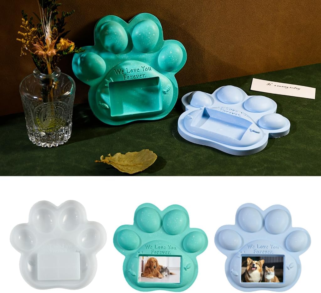 Dog Paws Photo Frame Silicone Mold Resin Mold Pet Memorial Photo Frame Molds