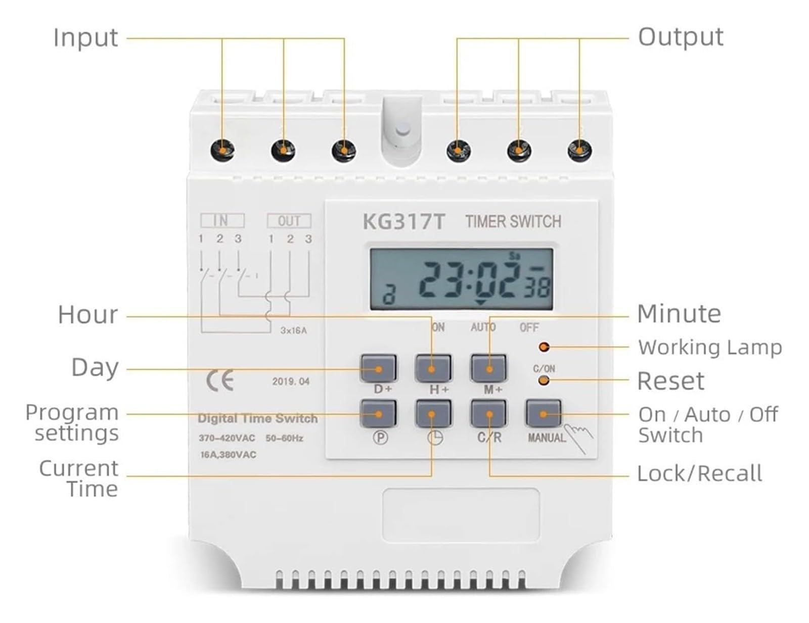 Interruttore temporizzato 380V 415V, timer trifase
