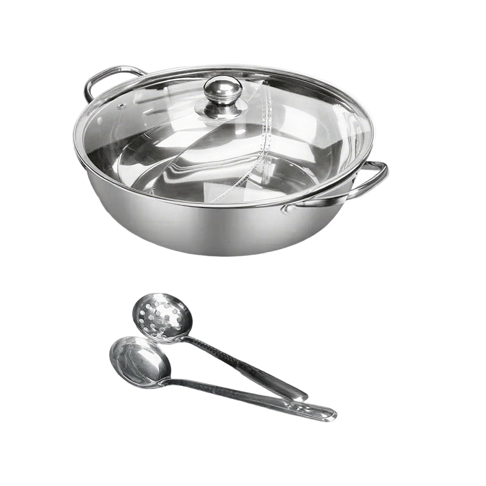 Carotoe 28Cm Flavor Stainless Steel Cooking Pots Feature Secures Lid And Heat Conductions For Meals Partitioned Pots With Cover