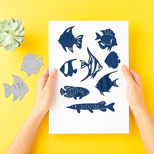 Miniatura 4 de BENECREAT Juego de 3 troqueles de corte de pescado, plantillas de estampado de peces para álbumes de recortes y manualidades, decoración de tarjetas