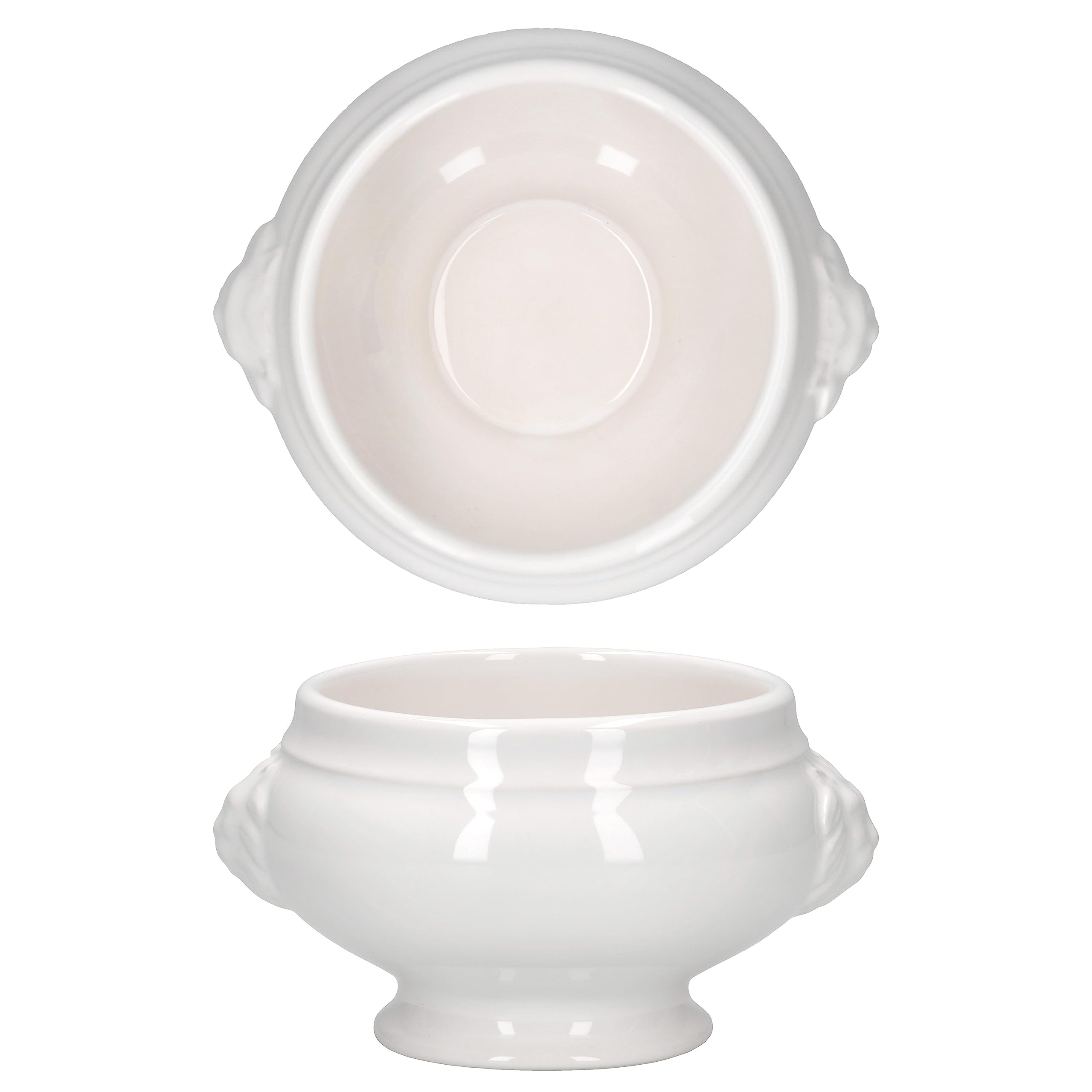 MamboCat Lot de 6 terrines LEO tête de lion I Petit – 250 ml I Pour 6 personnes I Tasses à soupe blanches 0,25 l I Soupières à soupe avec têtes de lion I Bol à soupe pour soupe de mariage, pois ou