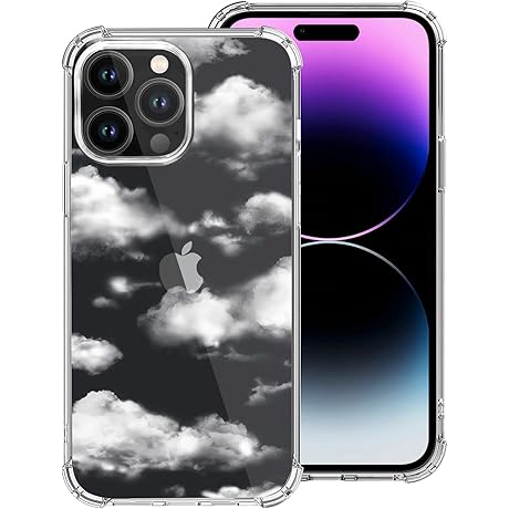 Lapac Clear Case for iPhone 14 Pro with Sky Clouds, Soft and Protective TPU Cover