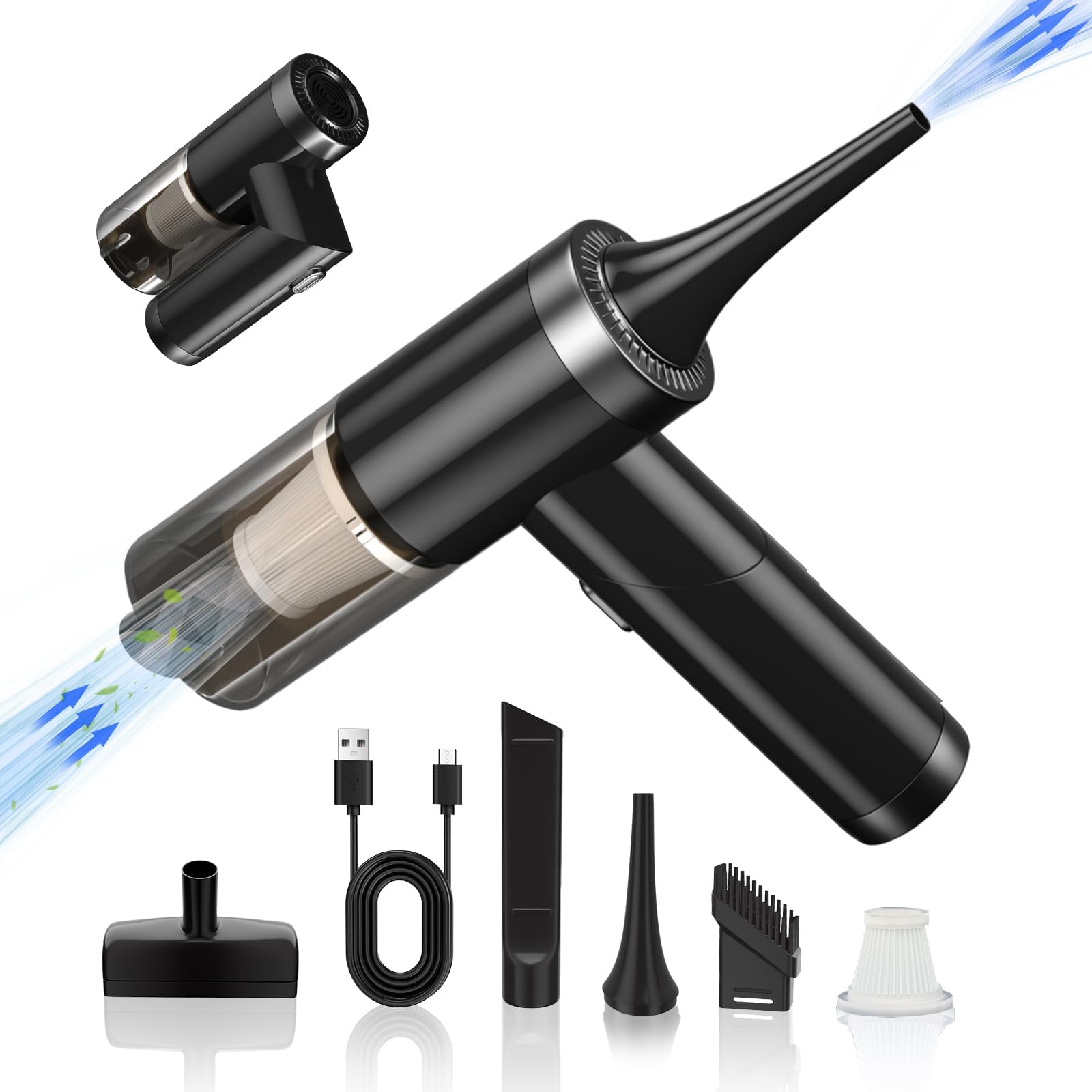 KASTWAVE Portable Handheld Vacuum Cleaner, 8Kpa Foldable Mini Vacuum Rechargeable 52000RPM Air Duster Car Vacuum Portable Keyboard Cleaner Air Blower for Computer/Car/House