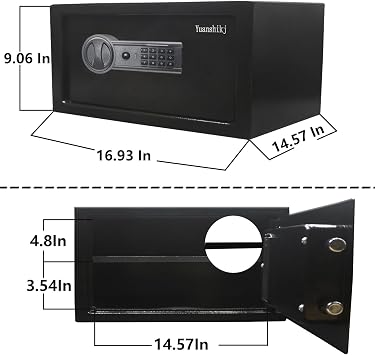 Yuanshikj Steel Security Safe Lock Box, Electronic Keypad,1.3 Cu Ft,Black