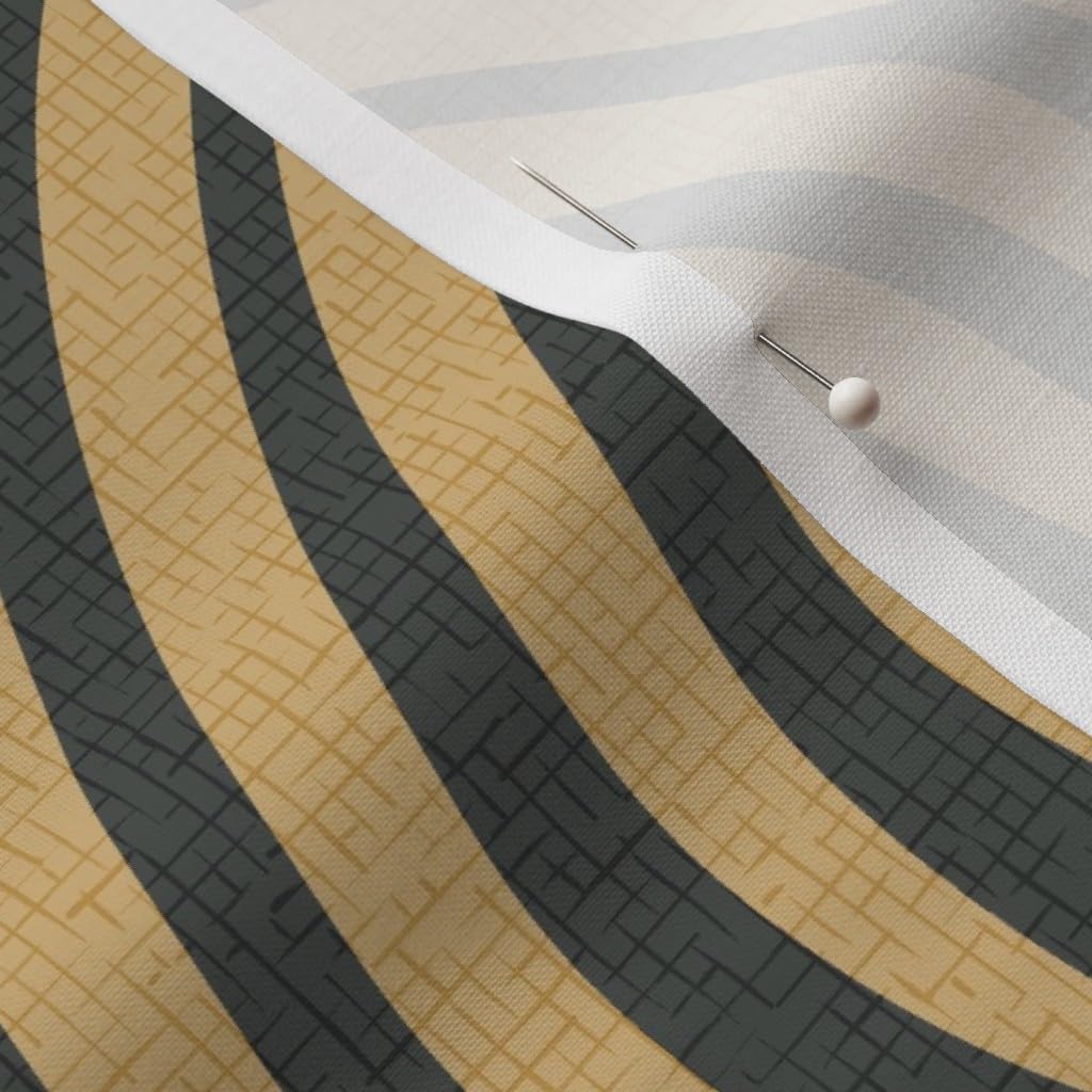 Spoonflower Fabric - Art Deco Palm Bold Graphic Sand Gold Charcoal Plume Frond 1920S Glam Printed on Petal Cotton Fabric Fat Quarter - Sewing Quilting Apparel Crafts Decor