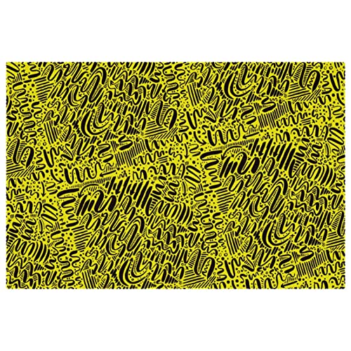 Set de table antidérapant et thermorésistant jaune abstrait - Lot de 6 lavables - 2
