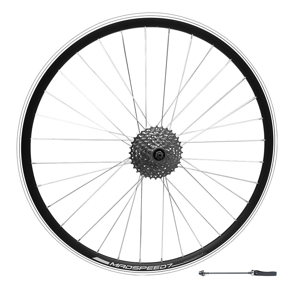 Madspeed7 QR 700c (ETRTO 622x15) Road Racing Bike Rear Wheel + 7 speed Freewheel (11-32t) - Suitable for Rim Brake only - Sealed Bearings Hub (Very Smooth Hub) - Double Wall - 32x Silver Spokes