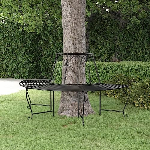 JHQHSM Banc de Jardin Semi-Circulaire 159 cm Acier Noir