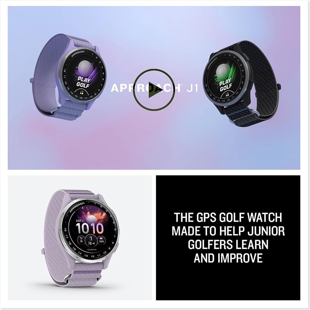 Garmin 010-03898-10 Approach J1 Silver Aluminum Bezel with Lilac ComfortFit Fabric Band Bundle with Deco Essentials Exclusive 26 Month CPS Enhanced Protection Pack