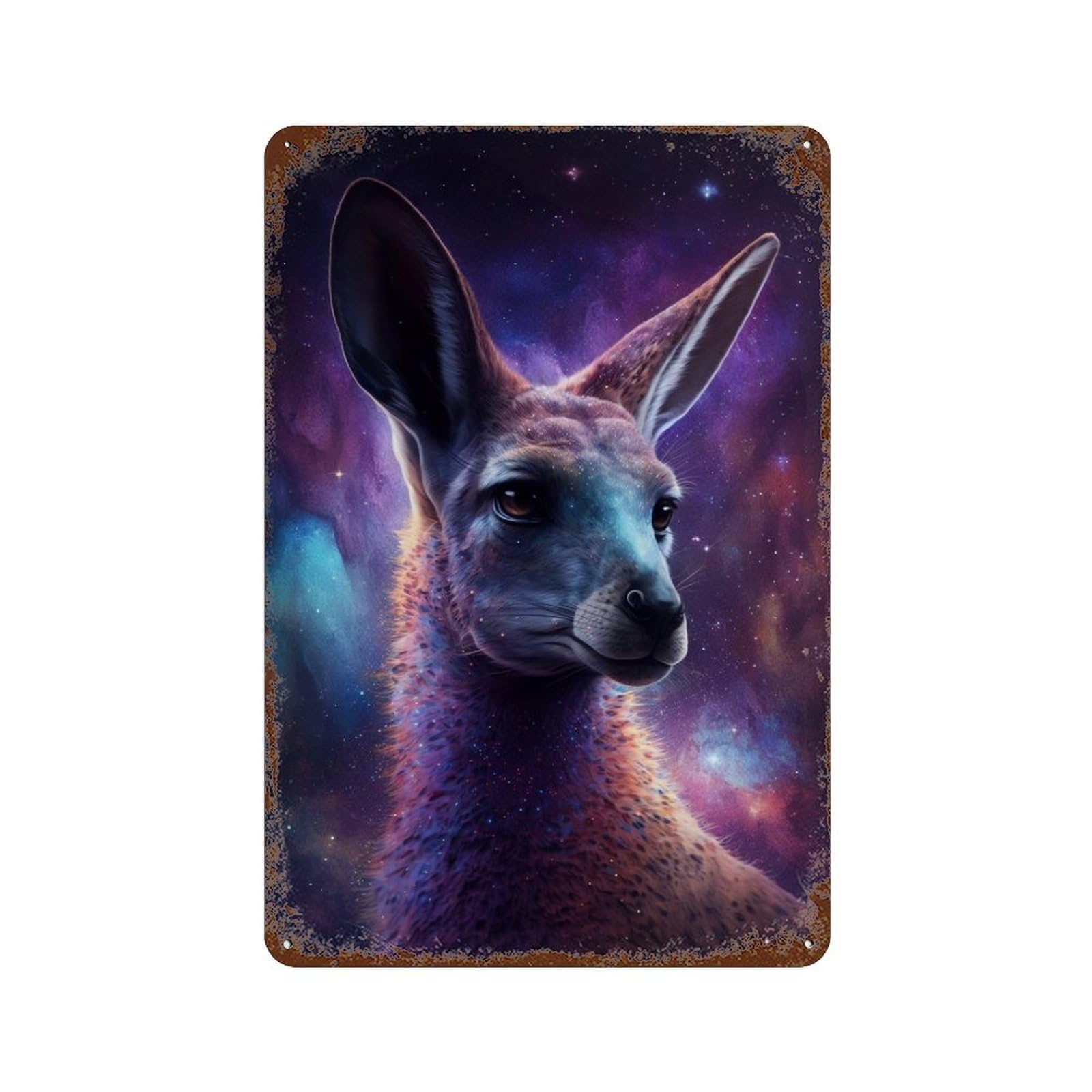 Cosmic Kangaroo Portrait-7 Distressed Metal Wall Sign 11.8"x7.9", Shabby Chic Decor for Garage, Pub Or Kitchen