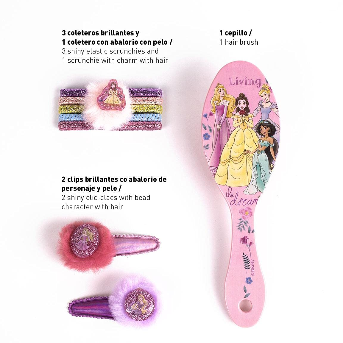 CERDÁ LIFE'S LITTLE MOMENTS - Accessories Set Pelo Niña De 8 Piezas De Princesas Disney - Licencia Oficial Disney, Multicoloured