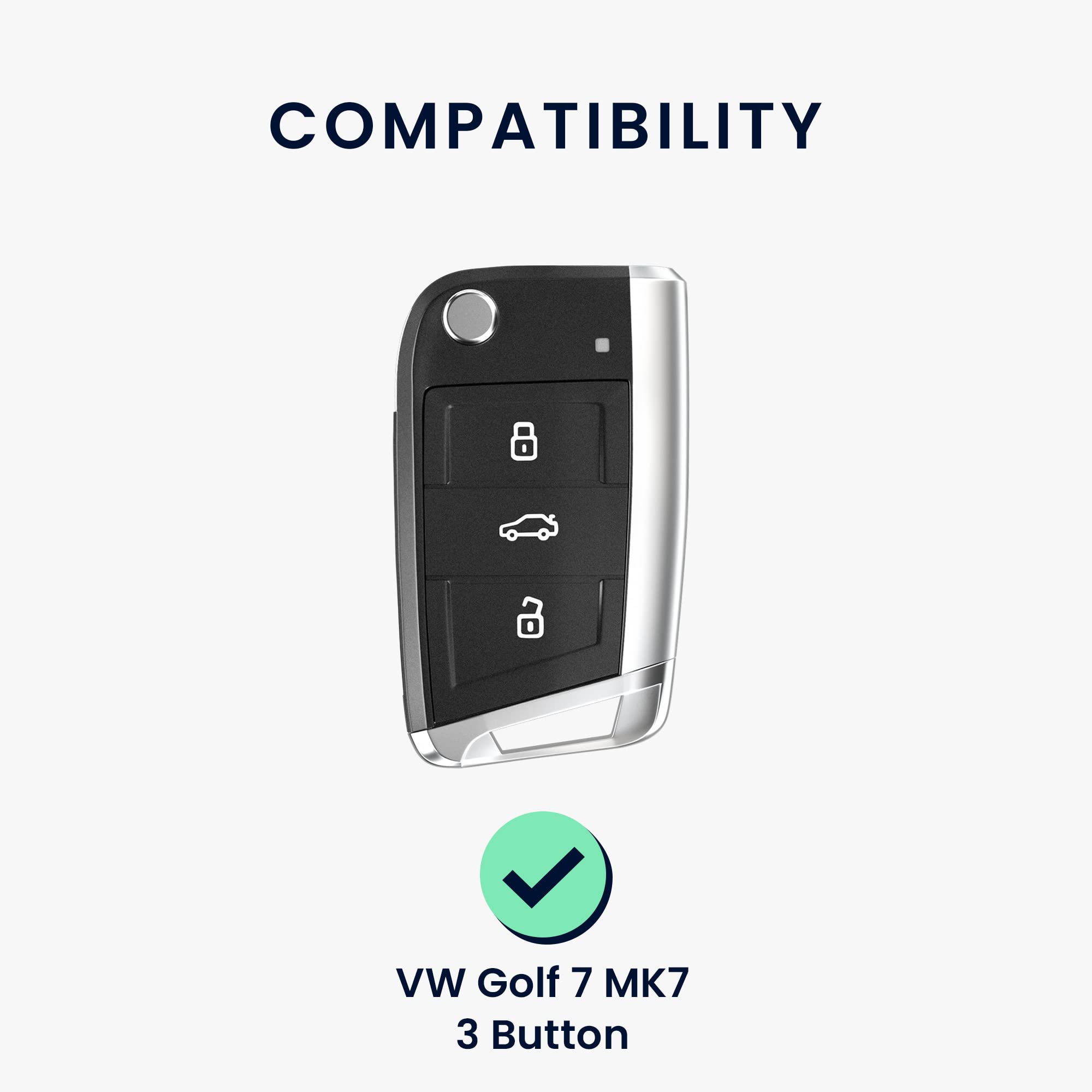 kwmobile Carcasa para Mando Compatible con VW Golf 7 MK7 Llave de Coche de 3 Botones - Funda para Llaves de Coche con Botones de TPU - Rosa Oro Mate/Negro — view 6