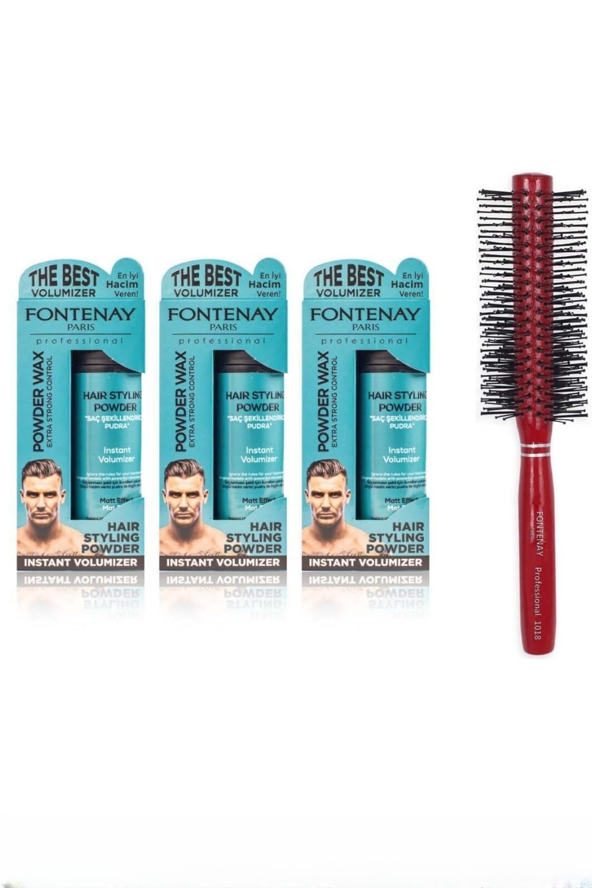 Fontenay Saç Şekillendirici Pudra Toz Wax Mat Effect X3 Profesyonel Saç Fırçası 1018 4'Lü Set