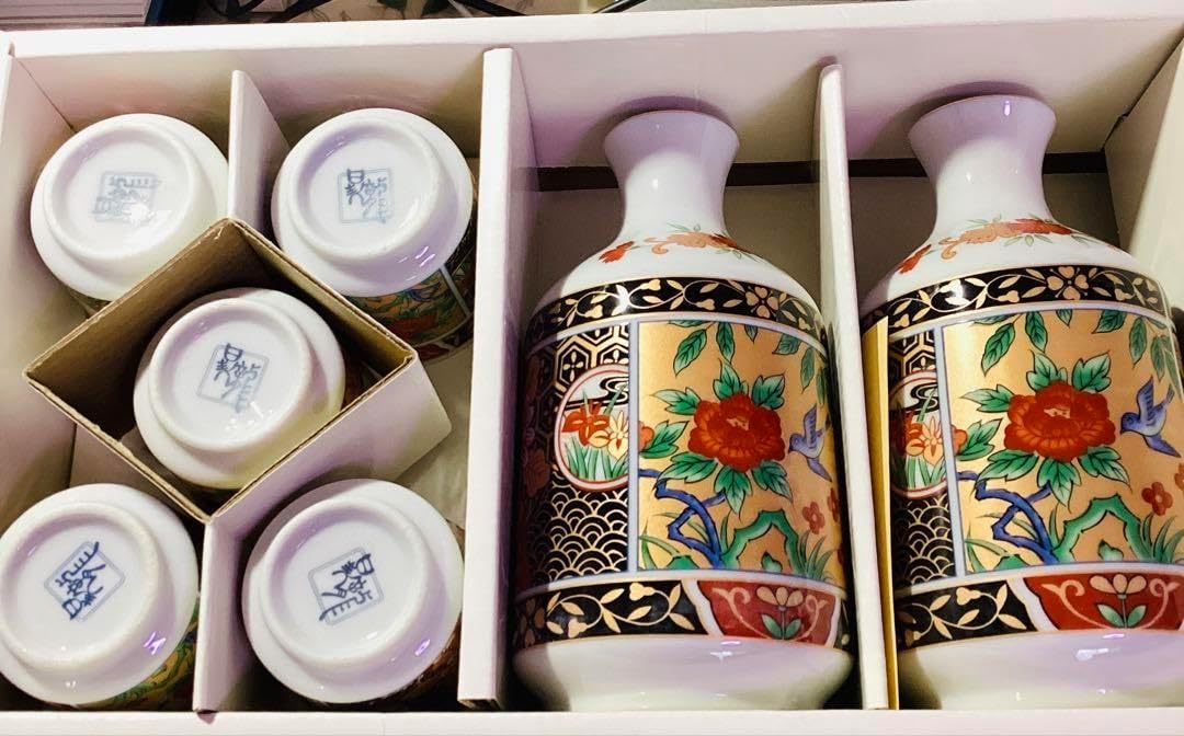 有田焼 昇龍窯 古伊万里 徳利2本＆猪口5個 酒器