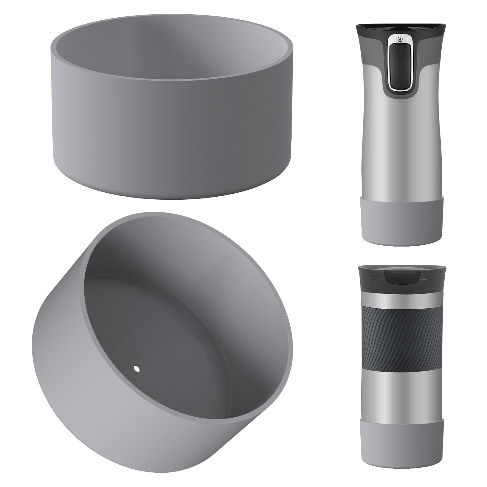 Linkidea 2 Pack Water Bottle Boot Compatible with Contigo West Loop 2.0 16oz/20oz/24oz, Huron 2.0 16oz/20oz, Silicone Anti-Slip Bottle Bottom Bumper Protector (Grey)