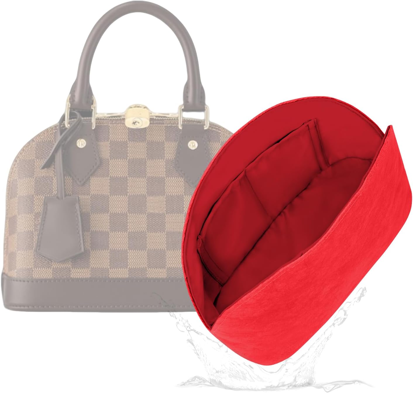 Lightweight Purse Insert, Waterproof Surface and Silky Satin Interior, Fit for LV Alma PM (PM, Ruby)
