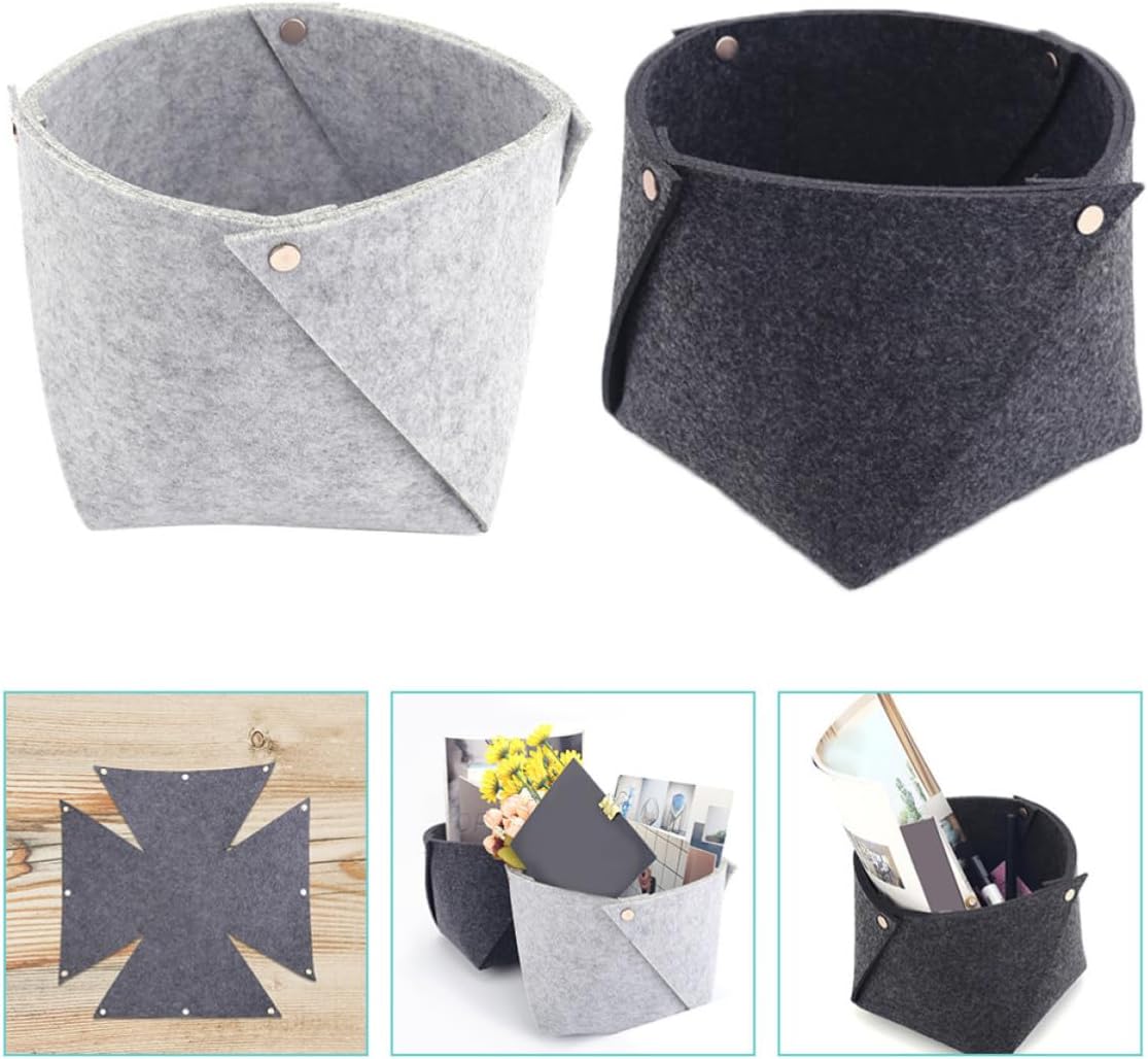 2pcs Felt Storage Basket Foldable Desk Organizer with Sturdy Frame