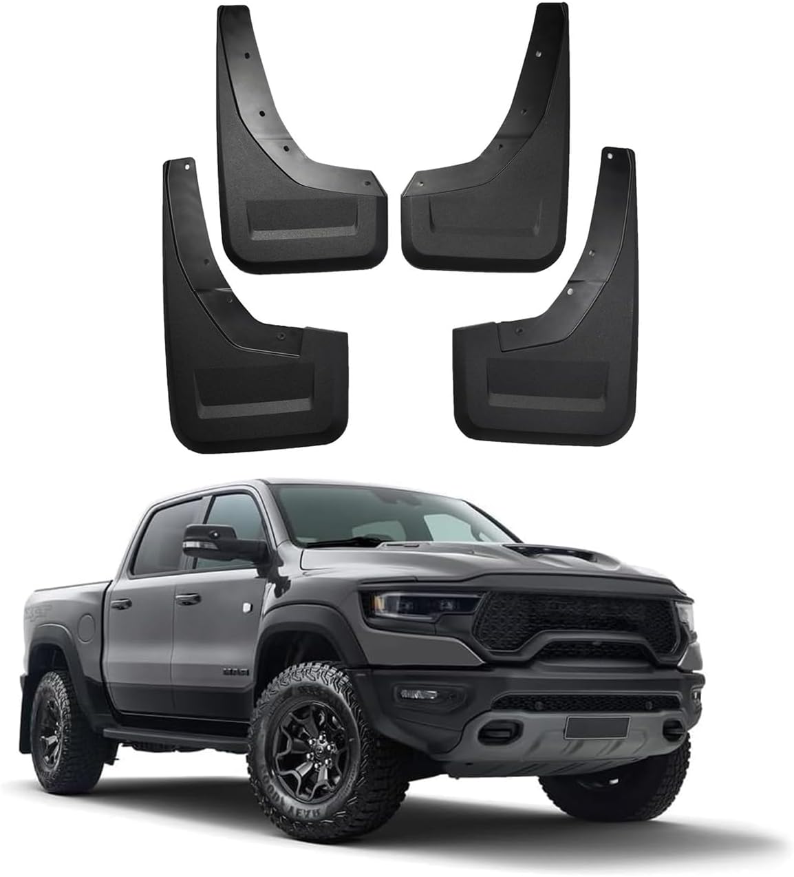 Car Mudguard Mud Flaps for Dodge Ram TRX 2021-2025 Molded Custom Front and Rear Mudflaps Splash Guards Flares Kit 4-PC Auto Accessories,Send 1 Car Wash Towel