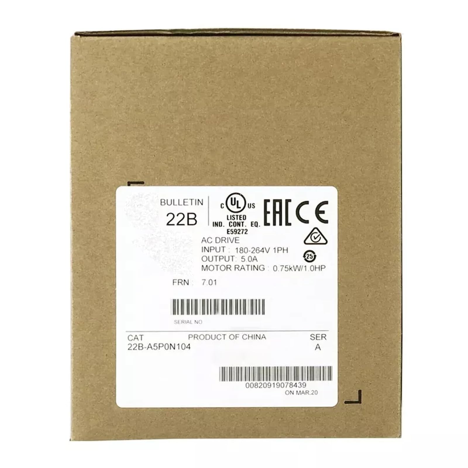 22B-A5P0N104 40 0.75kW AC Drive 22BA5P0N104 New in Box with One-Year Warranty